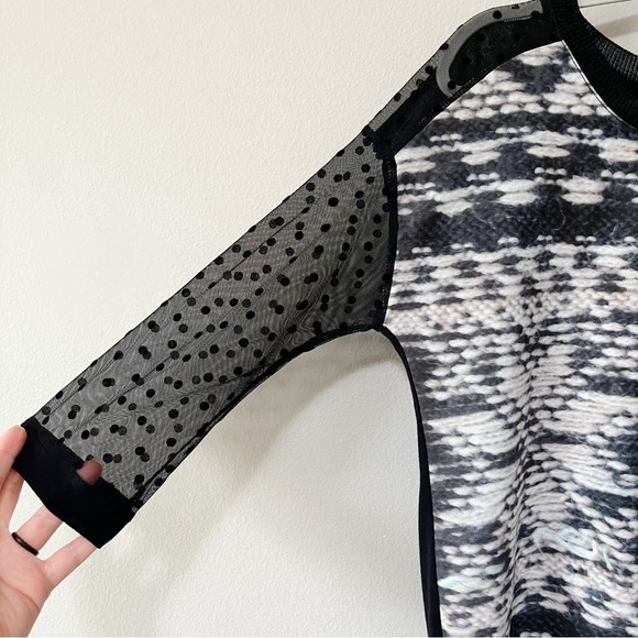 Desigual Women’s Size Medium Floral Susan Blouse Black Mesh Polka Dot Sleeves - Picture 4 of 6